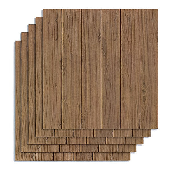 3D-Holzdekor-Paneele selbstklebend (5 Stk.)
