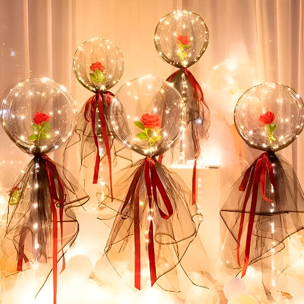 Magischer LED-Ballon mit ewiger Rose