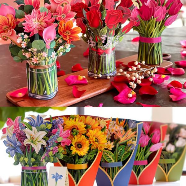 Dekorativer 3D-Blumenstrauß mit Karte