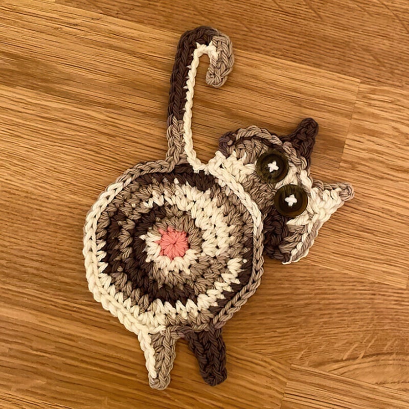 Handgefertigter Untersetzer im Katzen-Design
