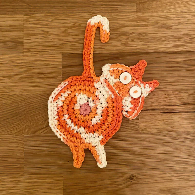Handgefertigter Untersetzer im Katzen-Design