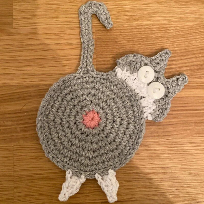 Handgefertigter Untersetzer im Katzen-Design