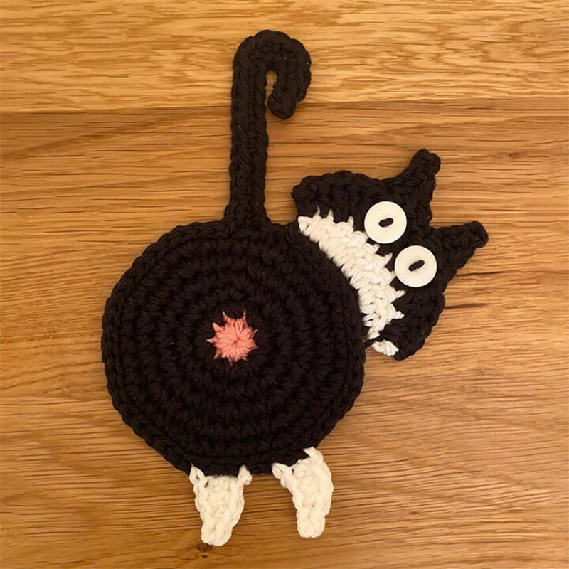 Handgefertigter Untersetzer im Katzen-Design