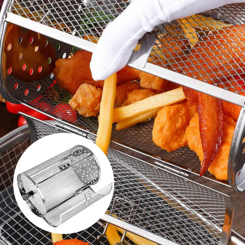 Selbstdrehender Edelstahl-Grill für gleichmäßiges Garen