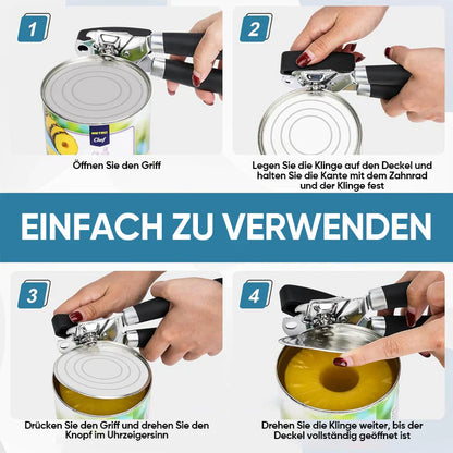 Hochwertiger Edelstahl-Dosenöffner mit Mehrfachfunktion
