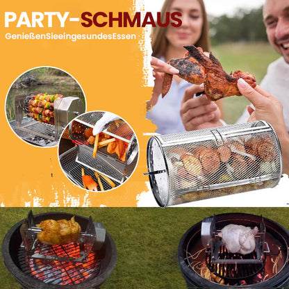 Selbstdrehender Edelstahl-Grill für gleichmäßiges Garen