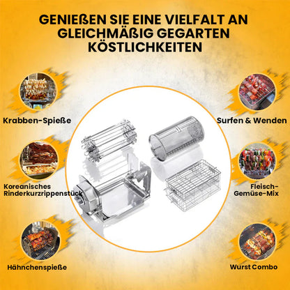 Selbstdrehender Edelstahl-Grill für gleichmäßiges Garen