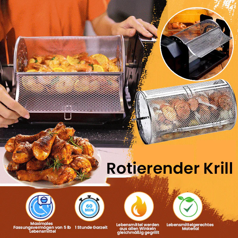 Selbstdrehender Edelstahl-Grill für gleichmäßiges Garen