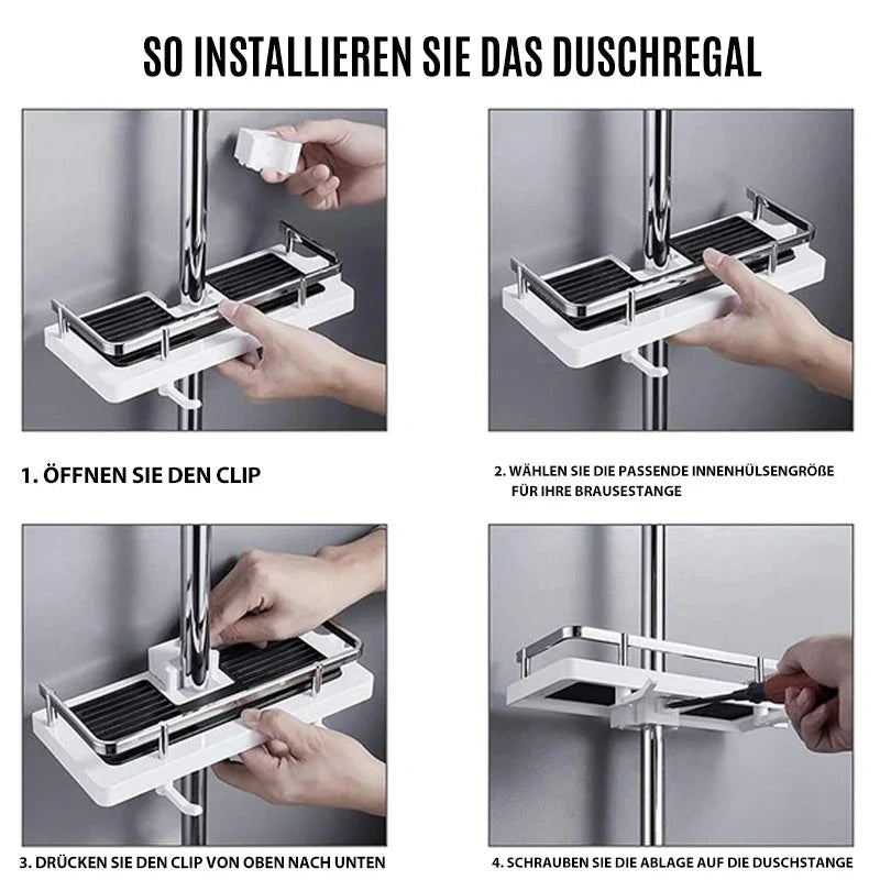 Verstellbares Duschregal zur Stangenmontage