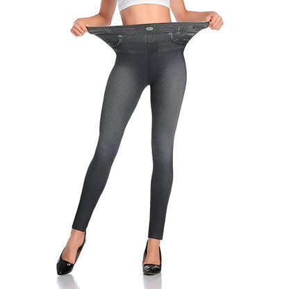 Bequeme Denim-Leggings mit hohem Bund