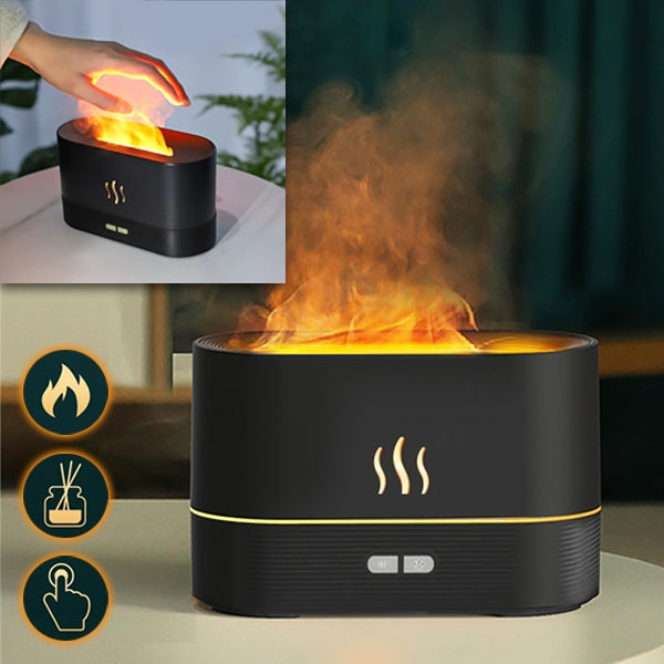 Innovativer Luftbefeuchter mit realistischem Flammeneffekt