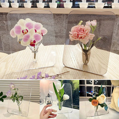 Transparente Acrylvase mit integriertem Bilderrahmen