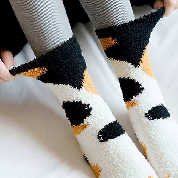 Flauschige Katzen-Socken mit Pfoten (3 Stk.)