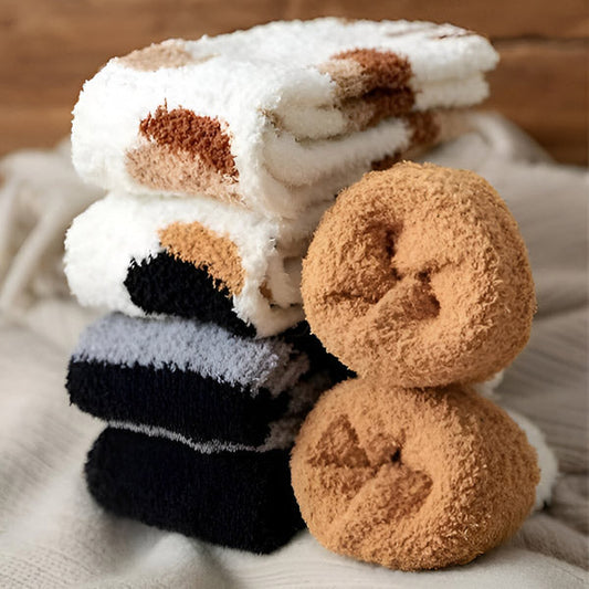 Flauschige Katzen-Socken mit Pfoten (3 Stk.)