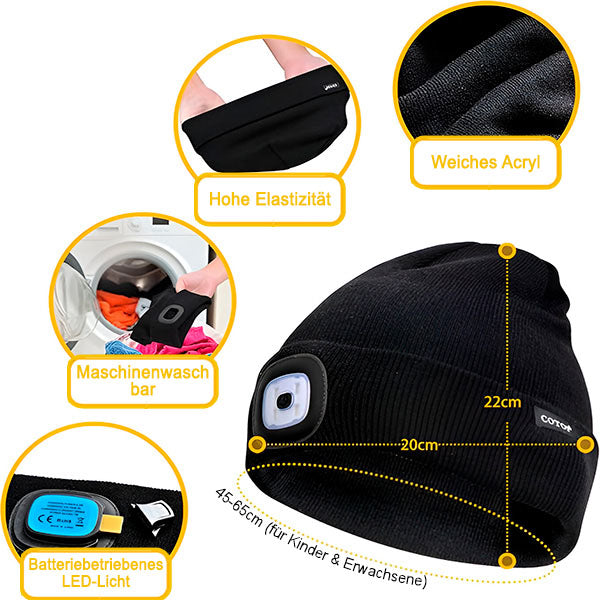 Bequeme Wintermütze mit integrierter LED-Leuchte