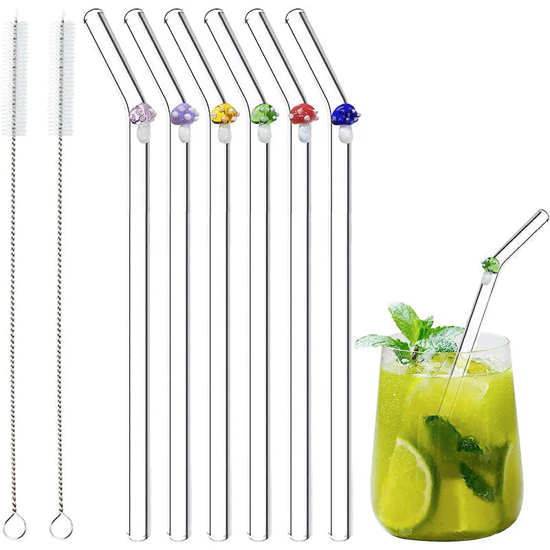 Wiederverwendbare Glasstrohhalme im Set